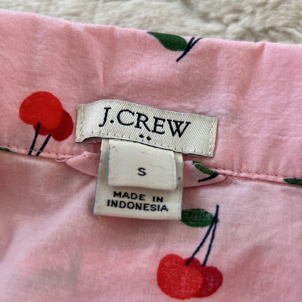J. Crew Pink Cherry Print Pajama Top - Picture 3 of 4